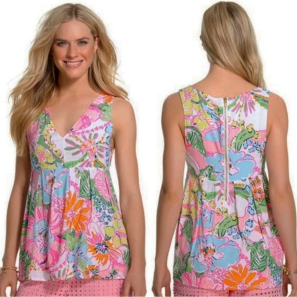 Lilly Pulitzer Tops - Lilly Pulitzer Nosey Posey Empire Waist Peplum Top Size Small Like New Condition